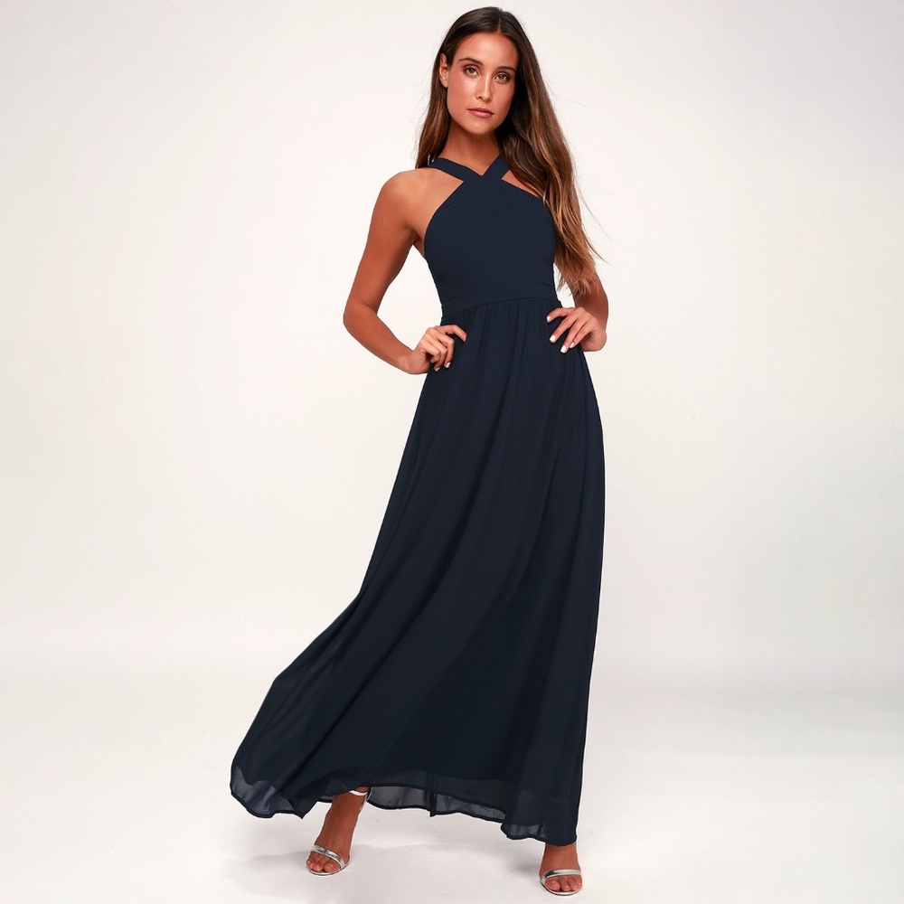Air of Romance Navy Blue Maxi Dress